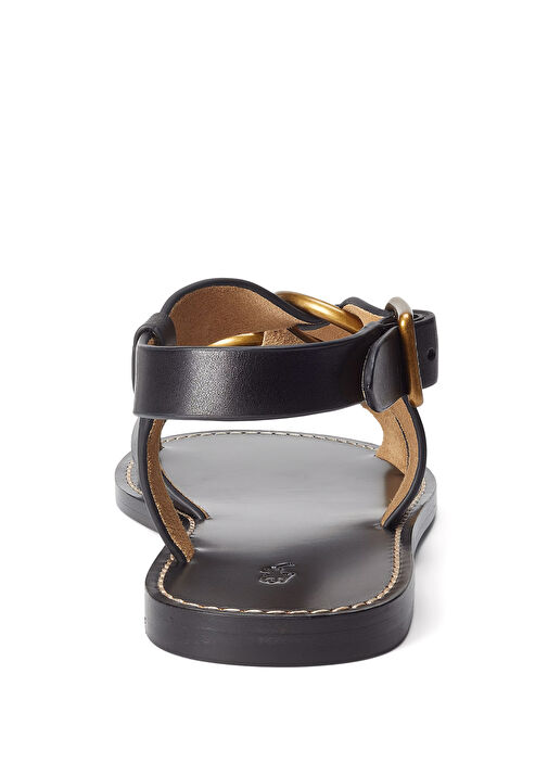 Siyah Kadın Deri Sandalet - Görsel 4