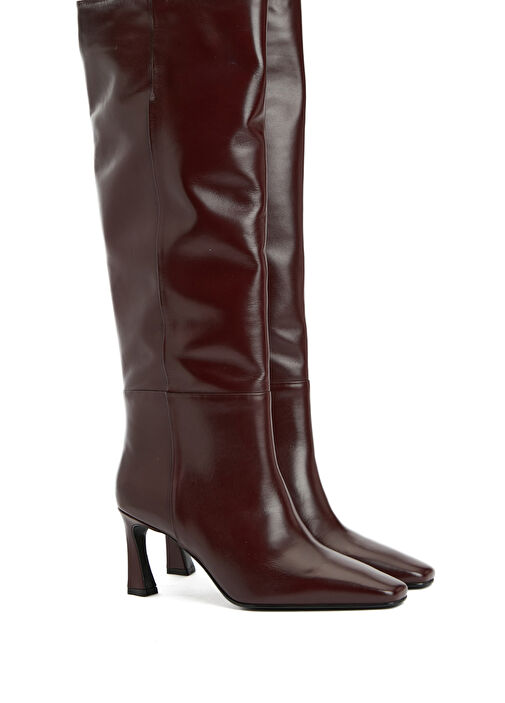 Bordo Kadın Deri Çizme - Görsel 3