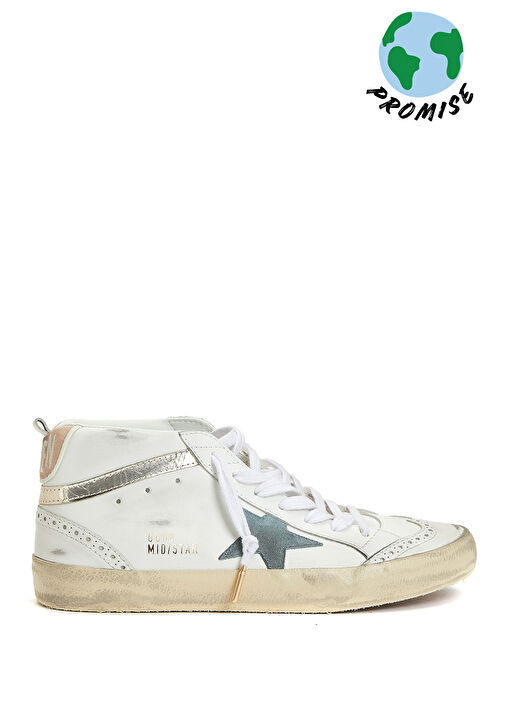 Mid-Star Beyaz Mavi Kadın Deri Sneaker - Görsel 2