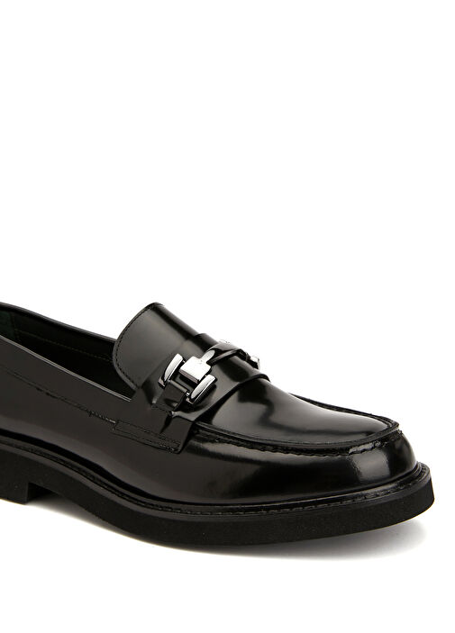 Siyah Kadın Deri Loafer - Görsel 7