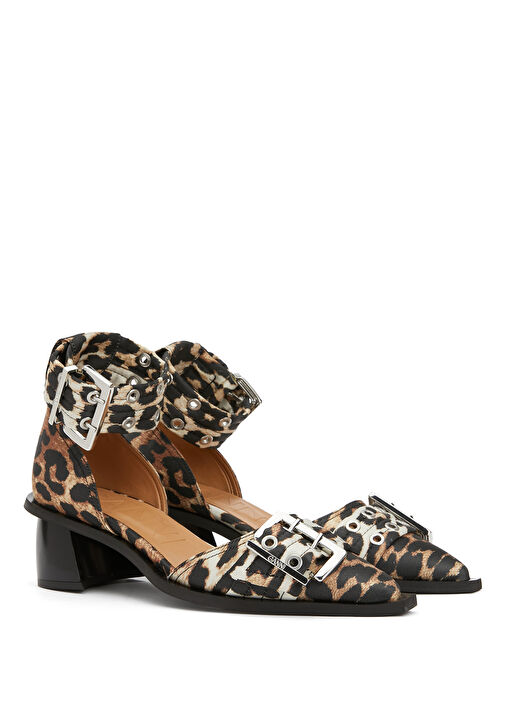 Feminine Buckle Leopar Topuklu Ayakkabı - Görsel 3