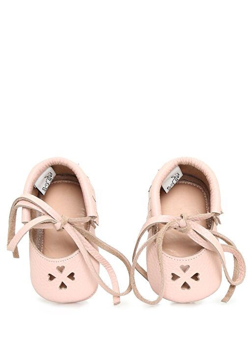 Pudra Püsküllü El Yapımı Kız Bebek Deri Ayakkabı - Görsel 6