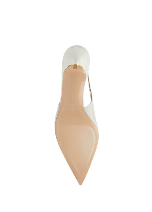 Ekru Deri Topuklu Ayakkabı - Görsel 6