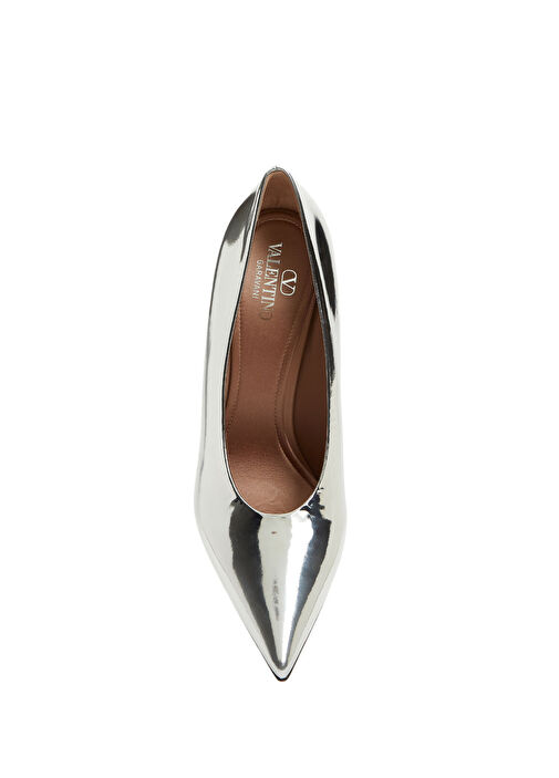 Valentino Garavani Gümüş Valentino Garavani Deri Silver Stiletto