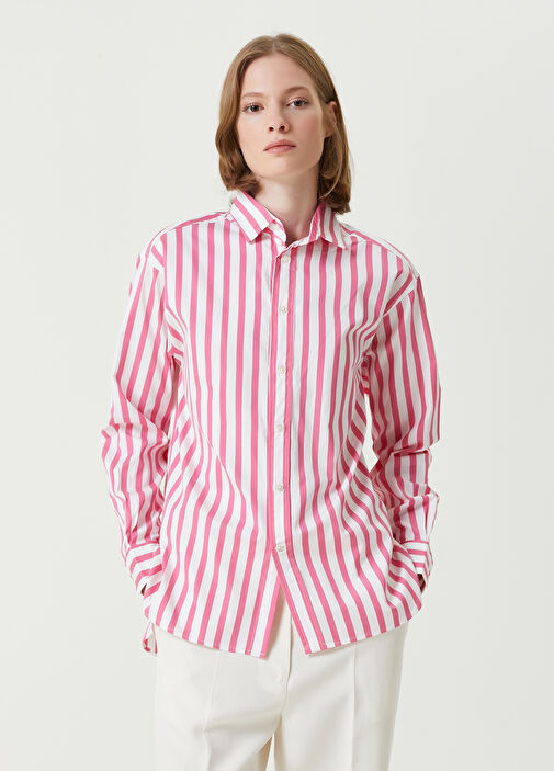 Polo Ralph Lauren Pink White Striped Poplin Shirt