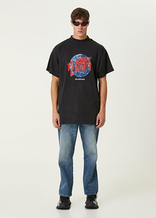 Balenciaga - Planet Earth Black Oversized T-shirt
