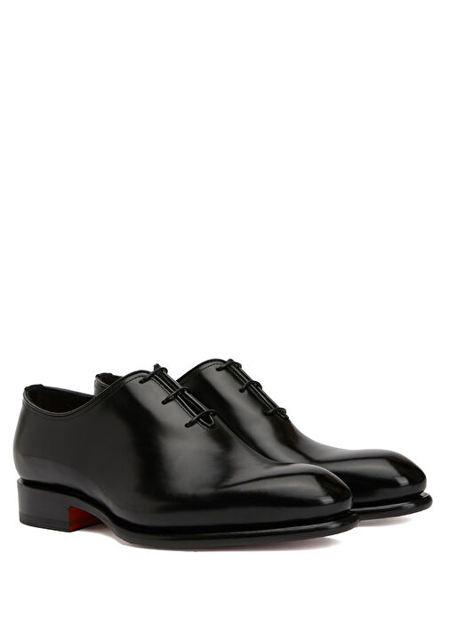 Santoni Siyah Santoni Deri Erkek Ayakkabı