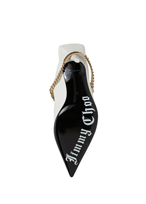 Bing Beyaz Topuklu Deri Terlik - Görsel 6