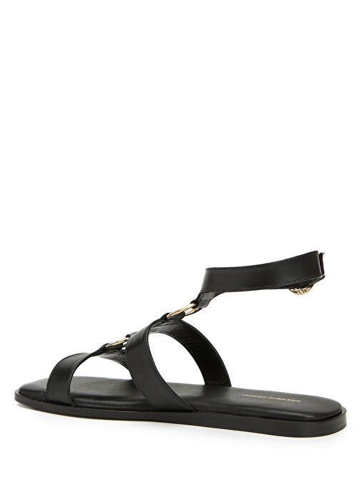 Siyah Kadın Deri Sandalet - Görsel 4