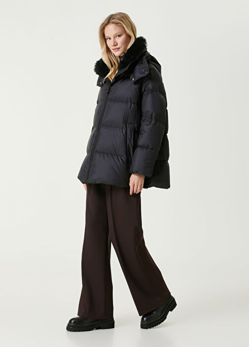 Yves Salomon Siyah Kadın Siyah Kapüşonlu Puff Mont 1574500 | Beymen