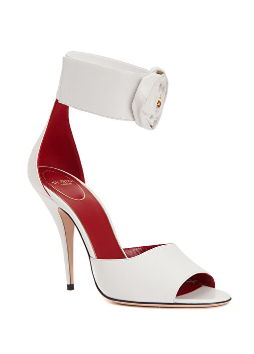 Beyaz Deri Topuklu Ayakkabı - Görsel 3