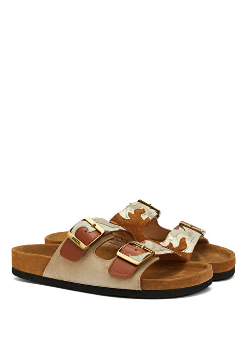 Etoile Bej Kahverengi Kadın Deri Terlik - Görsel 3