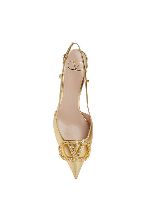 VLogo Gold Deri Topuklu Ayakkabı - Görsel 5