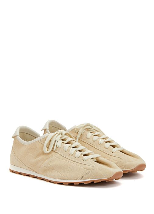 Krem Kadın Deri Sneaker - Görsel 3