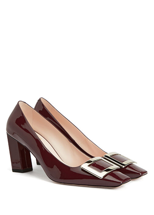 Bordo Deri Topuklu Ayakkabı - Görsel 3