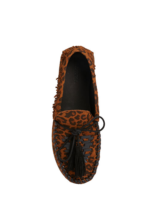 Fitza Leopar Desenli Kadın Süet Loafer - Görsel 5