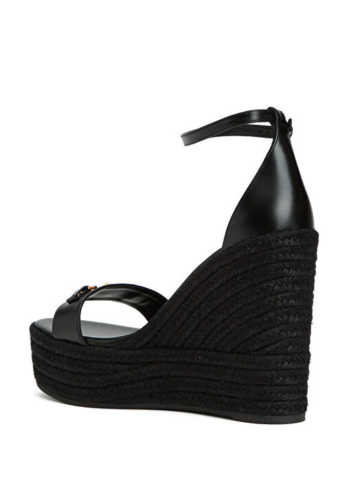 Siyah Kadın Deri Espadril - Görsel 4