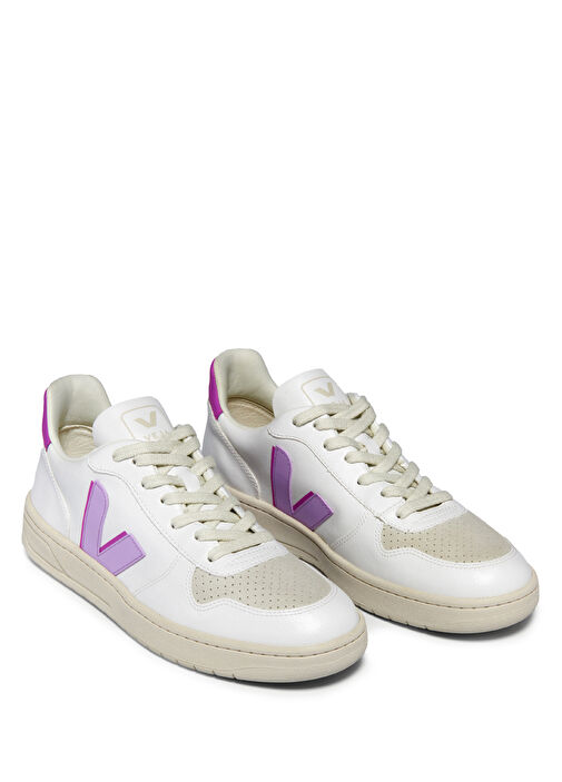 V-10 CWL Beyaz Mor Kadın Organik Pamuk Sneaker - Görsel 3