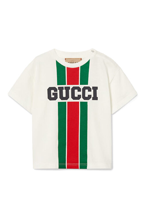 Gucci - Beyaz Logo Baskılı Çocuk T-shirt - Çok Renkli Beyaz