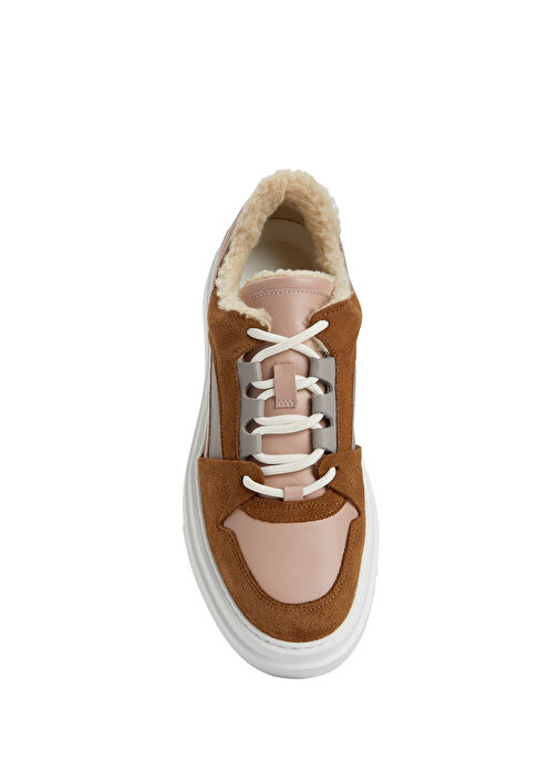 Pudra Kahverengi Kadın Deri Sneaker - Görsel 5