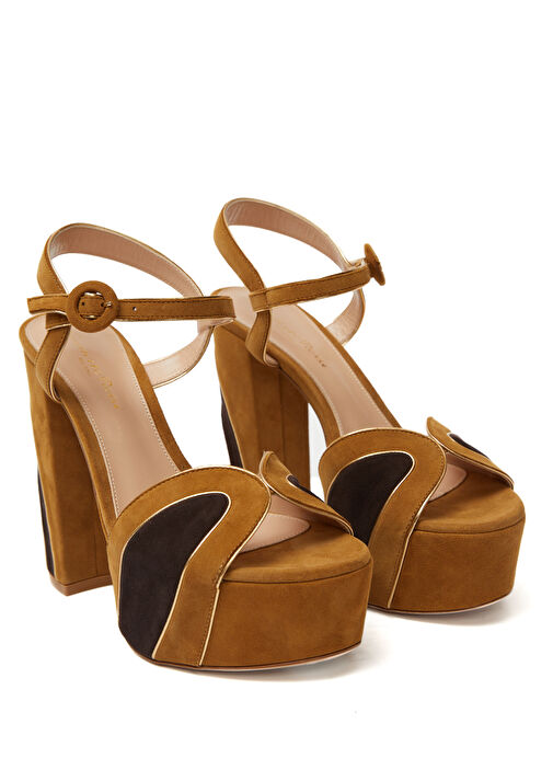 Taba Siyah Kadın Süet Sandalet - Görsel 3