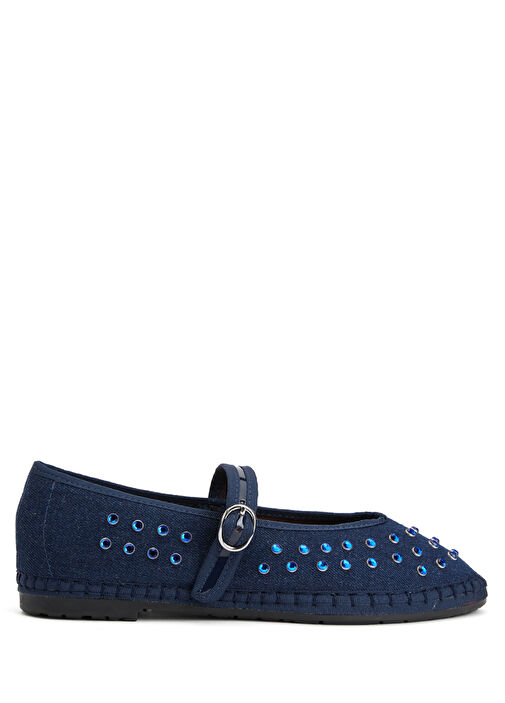 Mae Koyu Mavi Kadın Taşlı Babet - Görsel 2