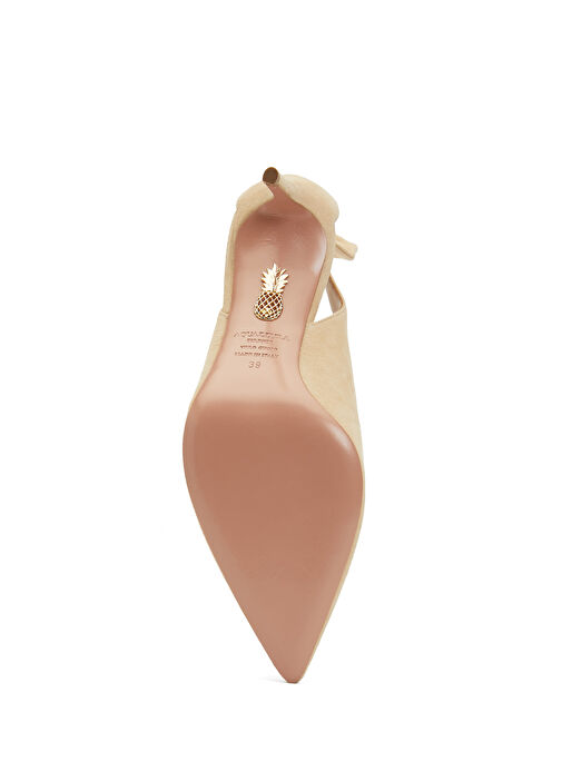 Bow Tie Nude Süet Topuklu Ayakkabı - Görsel 6