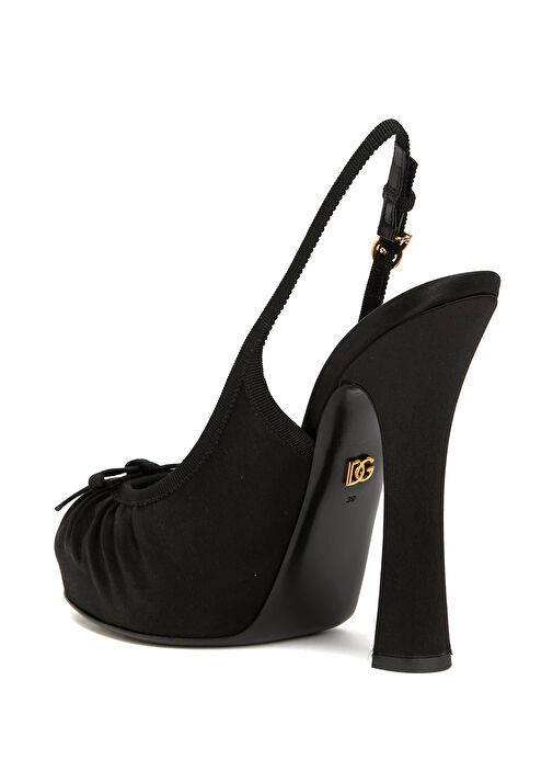 Saten Siyah Topuklu Ayakkabı - Görsel 4