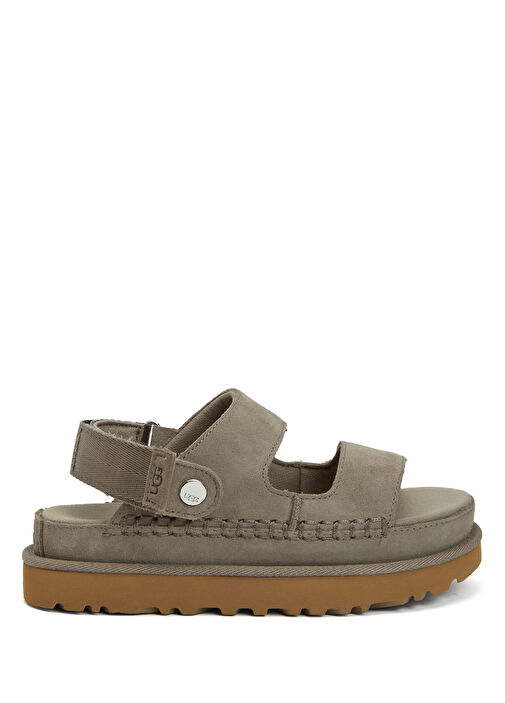 GoldenStar Antrasit Kadın Süet Sandalet - Görsel 7