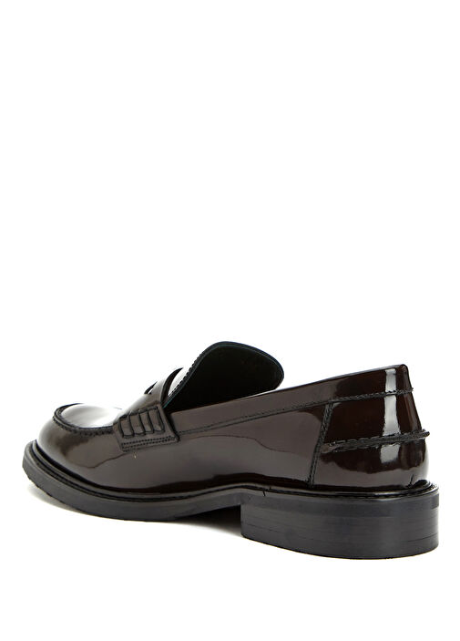 Kahverengi Kadın Tokalı Deri Loafer - Görsel 4