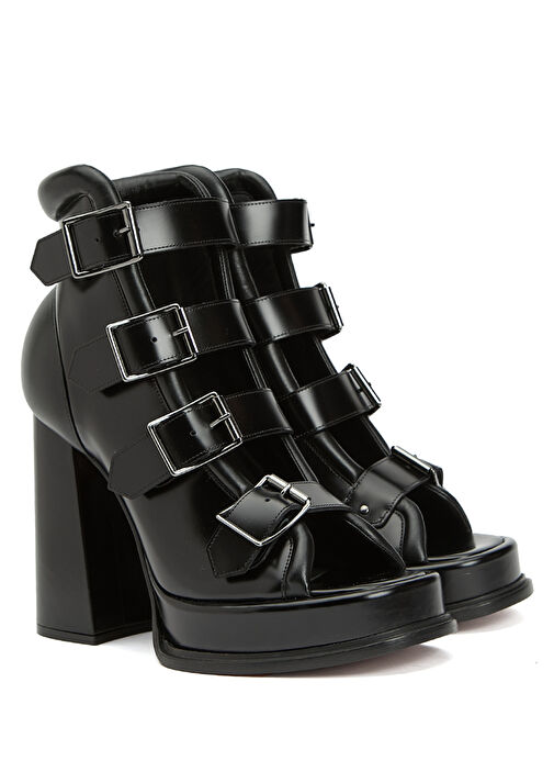 Siyah Kadın Deri Sandalet - Görsel 3