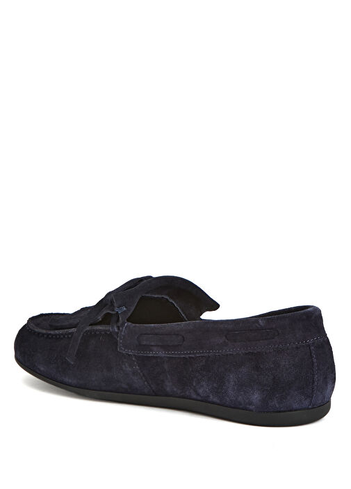 Lacivert Püsküllü Kadın Süet Loafer - Görsel 4