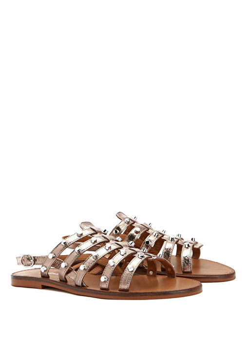 Platin Kadın Deri Sandalet - Görsel 3