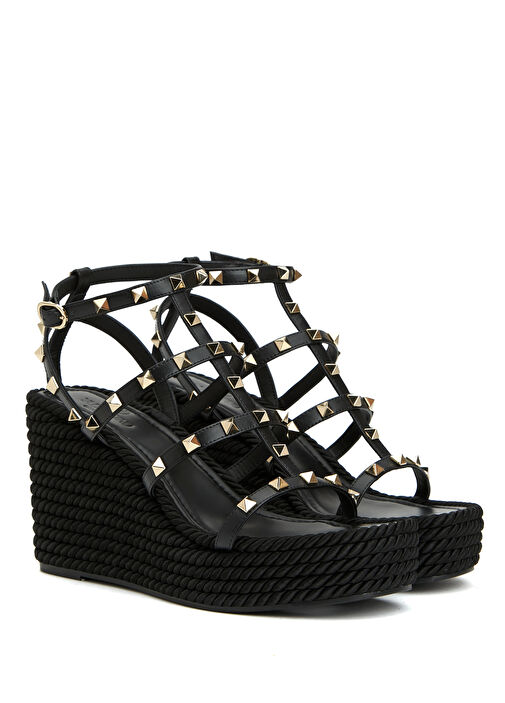 Rockstud Siyah Kadın Deri Espadril - Görsel 8