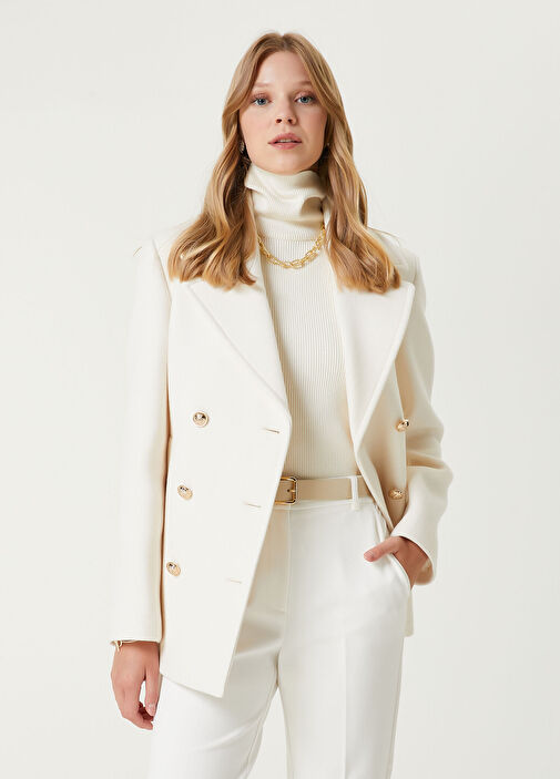 Beymen Club - Off-White Double-Breasted Wool Coat