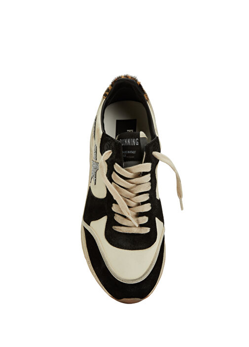 Running Sole Siyah Krem Kadın Deri Sneaker - Görsel 5