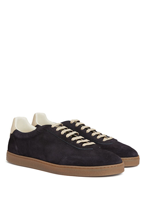 Koyu Lacivert Logolu Erkek Süet Sneaker - Görsel 3