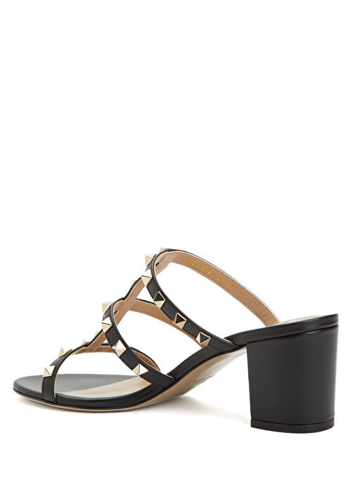 Rockstud Siyah Kadın Deri Terlik - Görsel 4