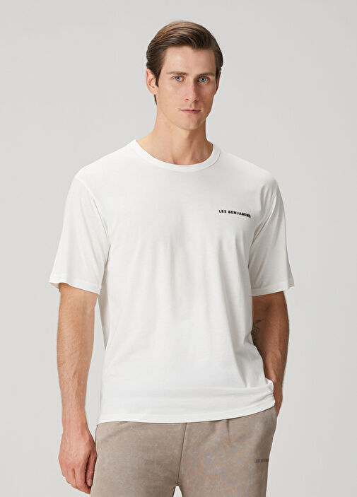 Beyaz Logo Baskılı T-shirt