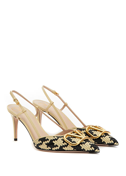 VLogo Siyah Krem Deri Topuklu Ayakkabı - Görsel 3