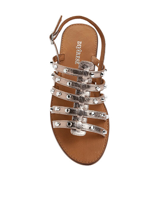 Platin Kadın Deri Sandalet - Görsel 5