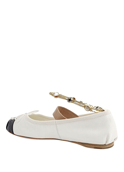 Beyaz Kadın Deri Babet - Görsel 4