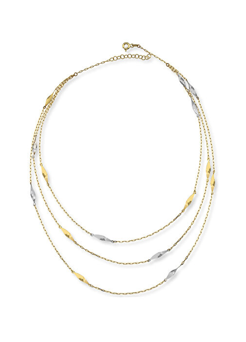 Üç Zincir Burma 14 Ayar Kadın Altın Kolye