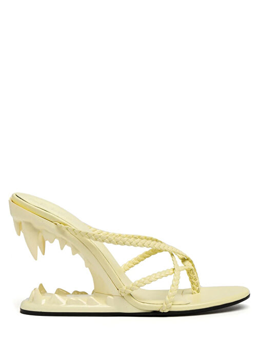 Sarı 3D Detaylı Kadın Deri Sandalet - Görsel 2