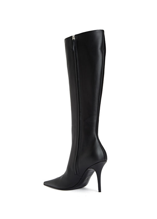 Barbara Siyah Kadın Deri bot - Görsel 4