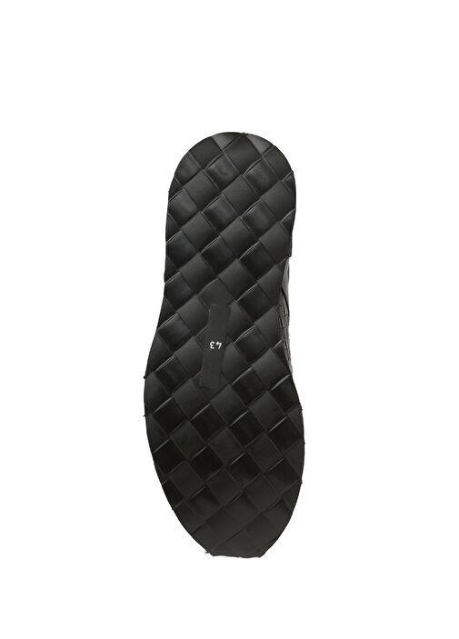 Siyah Örgü Detaylı Erkek Deri Sneaker - Görsel 6