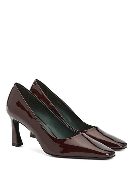 Bordo Rugan Deri Topuklu Ayakkabı - Görsel 3