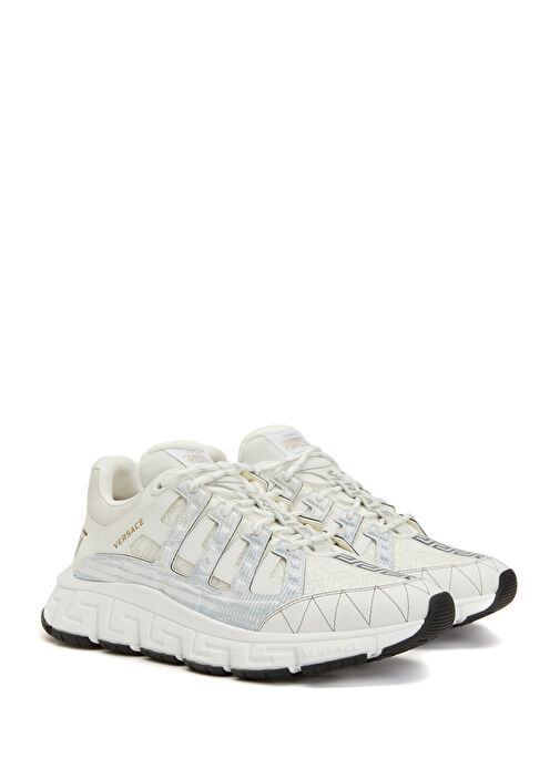 Beyaz Barok Desenli Erkek Deri Sneaker - Görsel 4