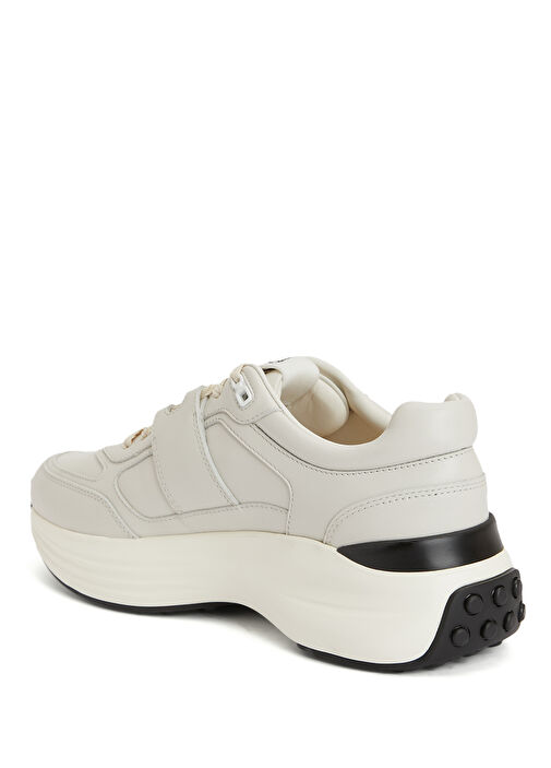 Krem Kadın Deri Sneaker - Görsel 4