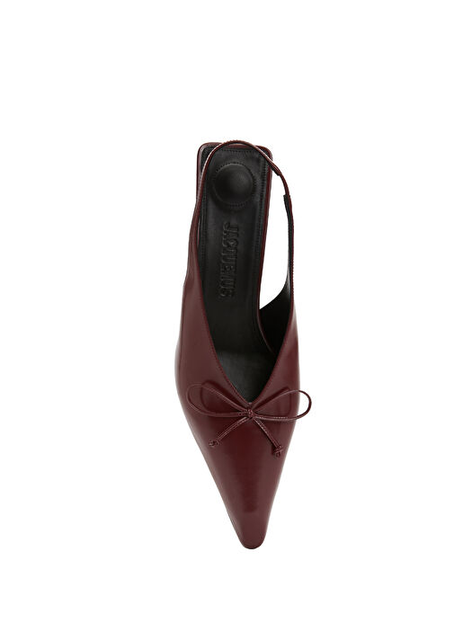 Bordo Deri Topuklu Ayakkabı - Görsel 5